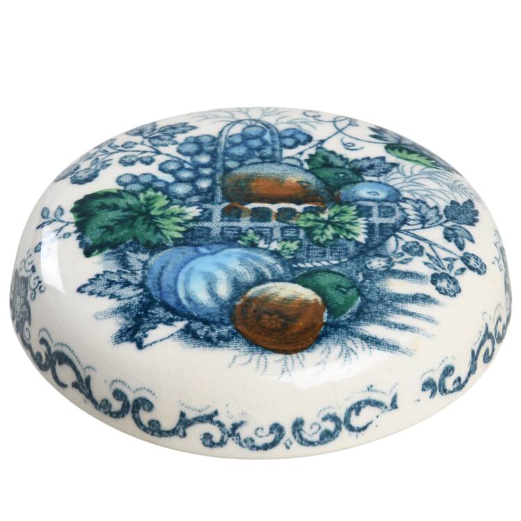 Fruit Basket Blue Multicolor Lid for Small Ginger Jar