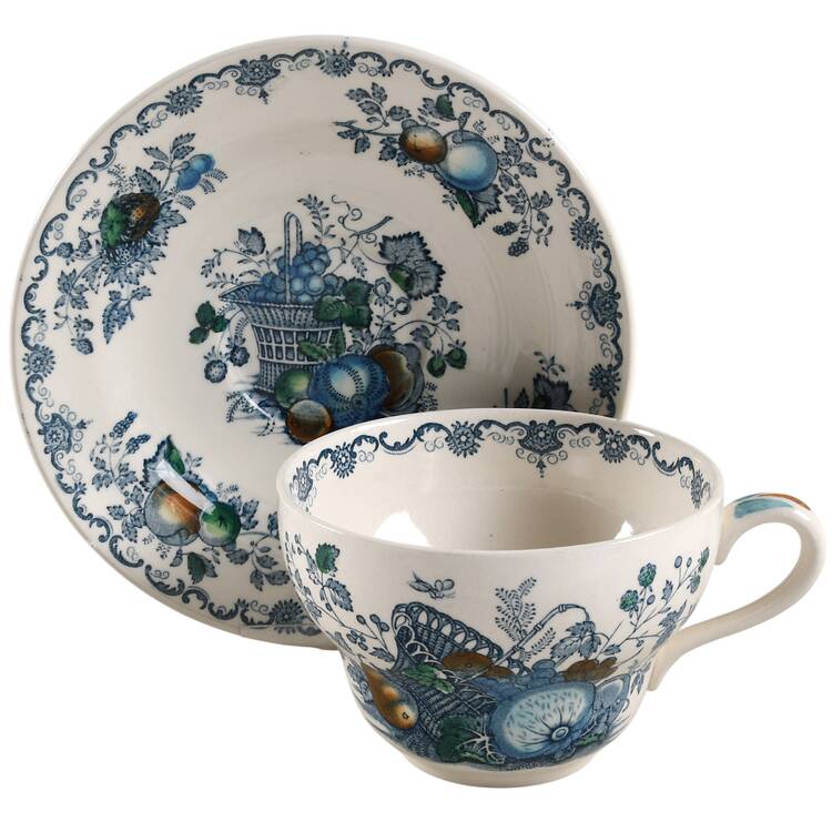 Fruit Basket Blue Multicolor Jumbo Cup & Saucer Set