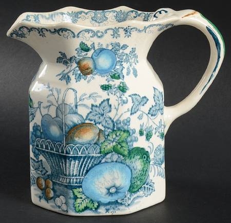 Fruit Basket Blue Multicolor 30 Oz Fenton Jug