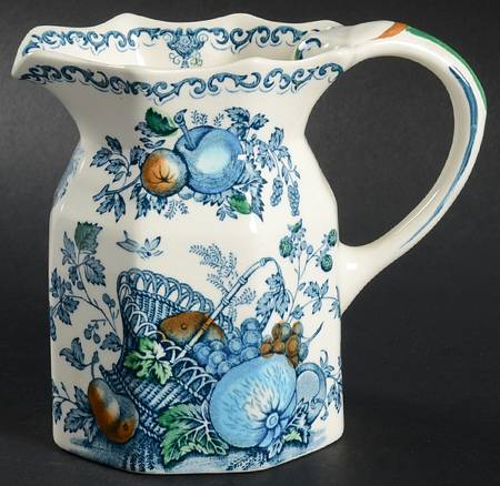 Fruit Basket Blue Multicolor 16 Oz Fenton Jug