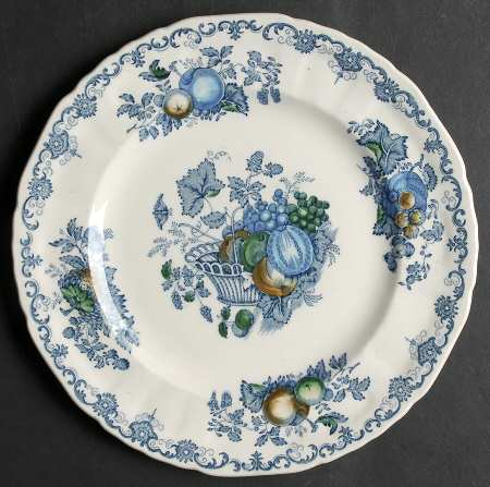 Fruit Basket Blue Multicolor Luncheon Plate