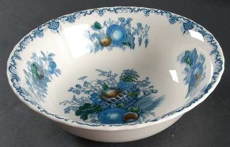 Fruit Basket Blue Multicolor 8" Round Vegetable Bowl
