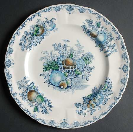 Fruit Basket Blue Multicolor Dinner Plate