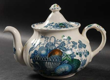 Fruit Basket Blue Multicolor Small Teapot & Lid
