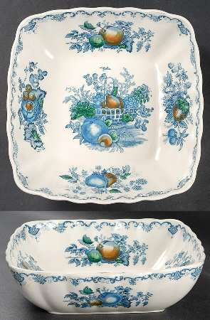 Fruit Basket Blue Multicolor 9" Square Vegetable Bowl