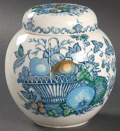 Fruit Basket Blue Multicolor Medium Ginger Jar & Lid