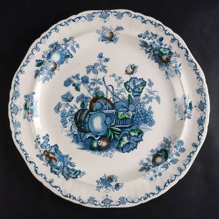 Fruit Basket Blue Multicolor 12" Chop Plate (Round Platter)