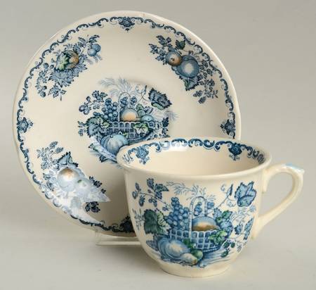 Fruit Basket Blue Multicolor Breakfast Cup & Saucer Set