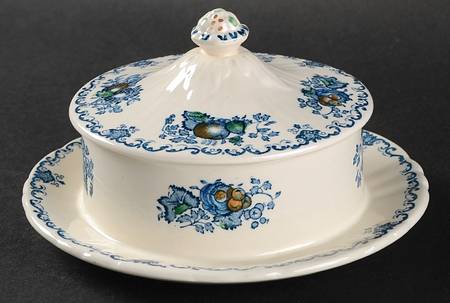 Fruit Basket Blue Multicolor Round Covered Butter