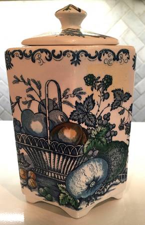 Fruit Basket Blue Multicolor Ming Jar & Lid