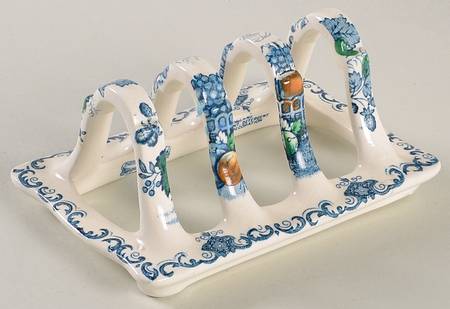 Fruit Basket Blue Multicolor Toast Server