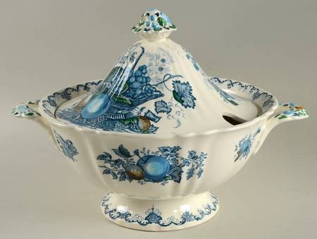 Fruit Basket Blue Multicolor Tureen & Lid