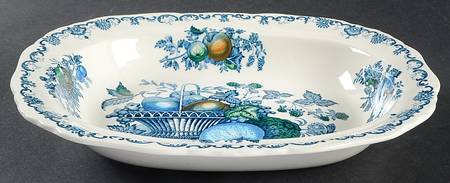 Fruit Basket Blue Multicolor 9" Oval Vegetable Bowl