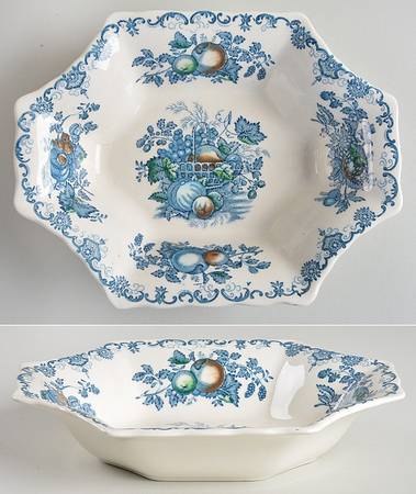Fruit Basket Blue Multicolor Large Sweet Meat Dish