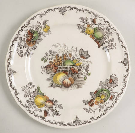 Fruit Basket Brown Multicolor Dessert/Pie Plate