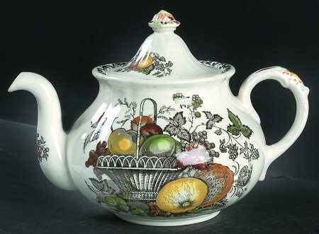 Fruit Basket Brown Multicolor Teapot & Lid