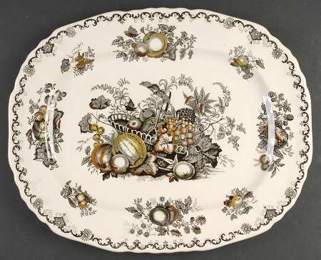 Fruit Basket Brown Multicolor 16" Oval Serving Platter