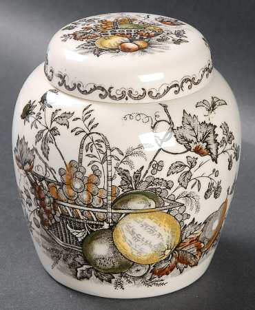 Fruit Basket Brown Multicolor Small Prunus Jar & Lid