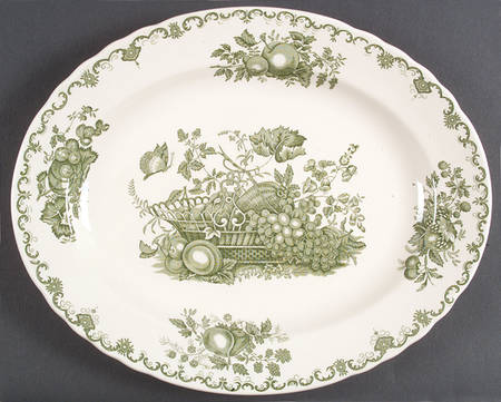 Fruit Basket Green 13" Oval Serving Platter