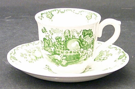 Fruit Basket Green Flat Demitasse Cup & Saucer Set