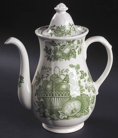 Fruit Basket Green Coffee Pot & Lid