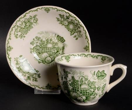 Fruit Basket Green Oversized Cup & Saucer Set