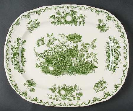Fruit Basket Green 15" Oval Serving Platter