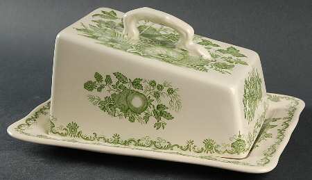 Fruit Basket Green Cheese Dish with Lid (Wedge)