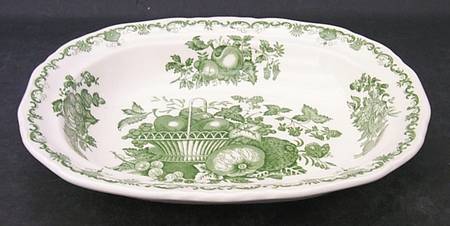 Fruit Basket Green 10" Oval Vegetable Bowl