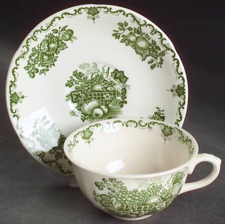 Fruit Basket Green Flat Cup & Saucer Set