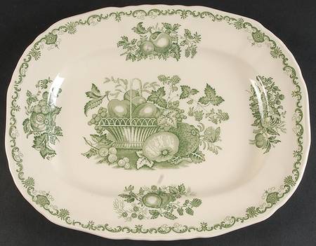 Fruit Basket Green 11" Oval Serving Platter