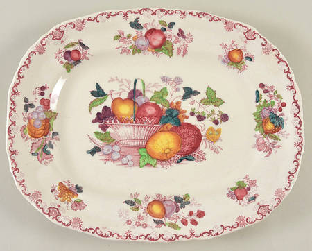 Fruit Basket Red Multicolor 11" Oval Serving Platter