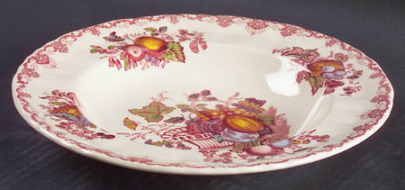 Fruit Basket Red Multicolor Rim Soup Bowl