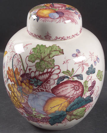 Fruit Basket Red Multicolor Large Prunus Jar & Lid
