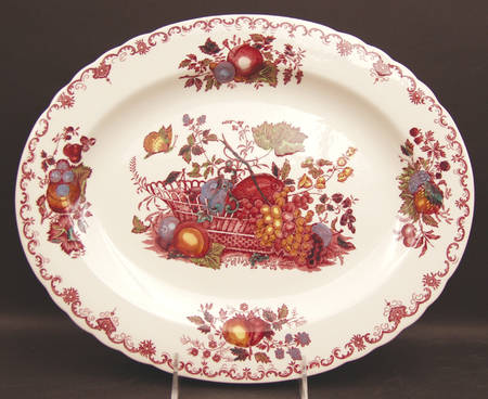 Fruit Basket Red Multicolor 13" Oval Serving Platter