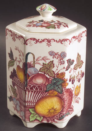 Fruit Basket Red Multicolor Ming Jar & Lid