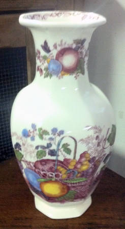 Fruit Basket Red Multicolor 10" Indian Vase