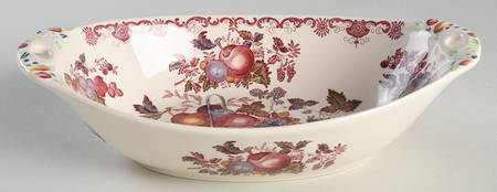 Fruit Basket Red Multicolor 10" Handled Oval Vegetable Bowl