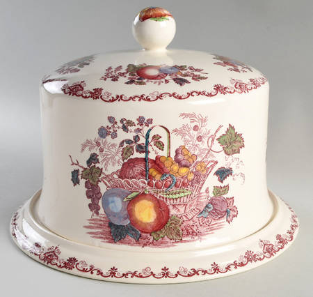 Fruit Basket Red Multicolor Large Covered Cake Plate