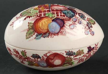 Fruit Basket Red Multicolor 4" Egg Box & Lid