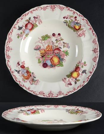 Fruit Basket Red Multicolor Large Rim Soup Bowl