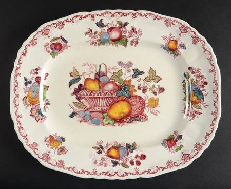 Fruit Basket Red Multicolor 12" Oval Serving Platter