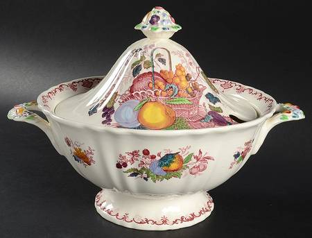 Fruit Basket Red Multicolor Tureen & Lid