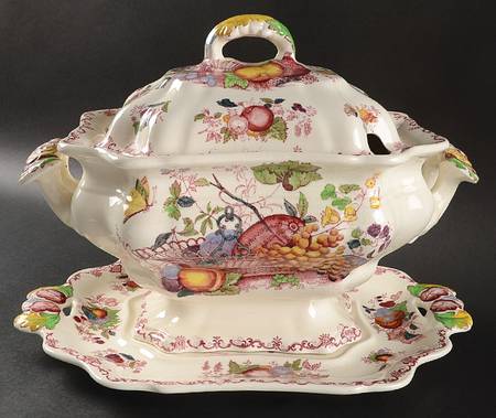 Fruit Basket Red Multicolor Large Bedford Tureen & Underplate