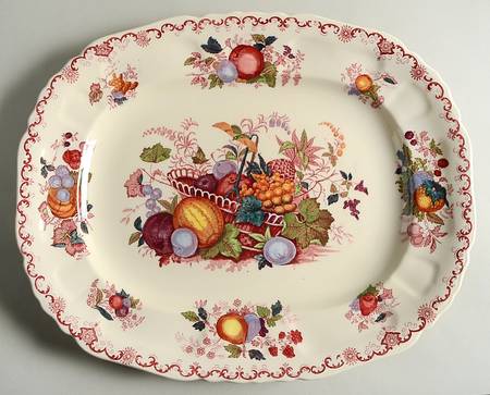 Fruit Basket Red Multicolor 17" Oval Serving Platter