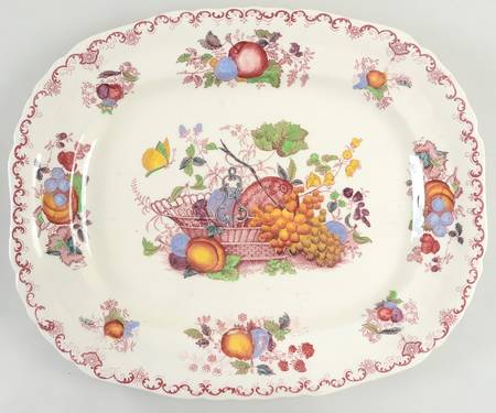 Fruit Basket Red Multicolor 15" Oval Serving Platter