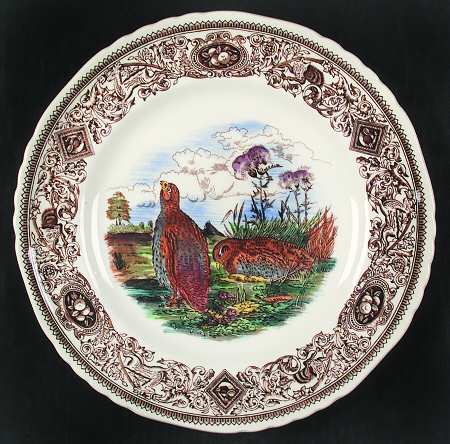 Game Birds Brown Multicolor Dinner Plate