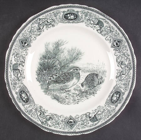 Game Birds Green Dinner Plate