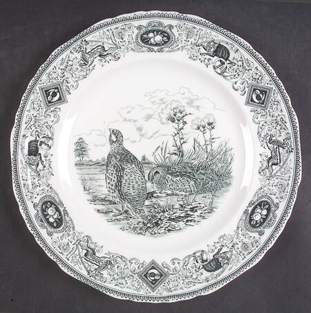 Game Birds Green Dinner Plate