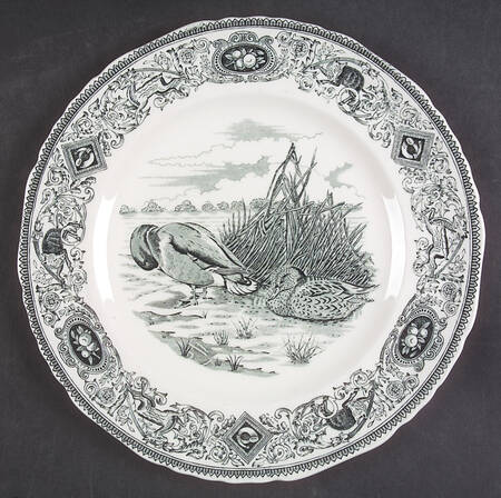 Game Birds Green Dinner Plate